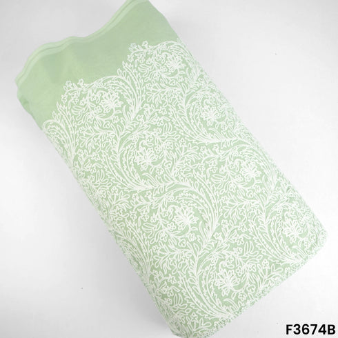 Thread Embroidered Cambric Cotton Fabric-F3674